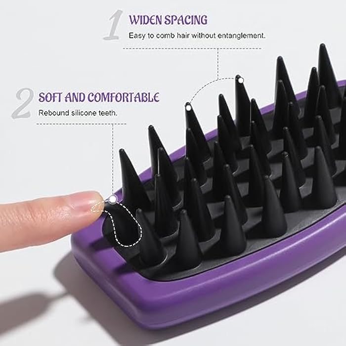 Oneleaf Hair Comb - Home Use Long Handle Shampoo Brush for Scalp Massage and Deep Cleansing(Blue & Purple) - Image 4